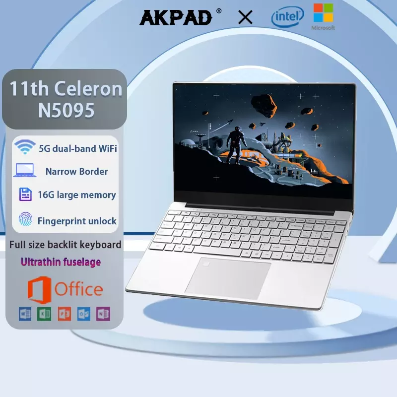 2024 Intel Celeron N5095 Windows 10 11 ОЗУ 16 Гб ПЗУ 256 ГБ 512 ГБ 1 ТБ 2 ТБ SSD компьютер 2,4G/5,0G Wifi Bluetooth игровой ноутбук