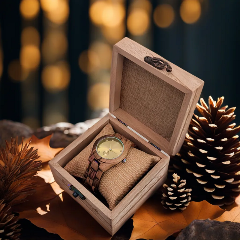 Reloj de pulsera de madera para mujer, esfera de diamante simulado, regalo personalizado de aniversario de moda para esposa y novia