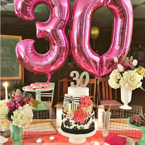 Feliz 30 balões de aniversário para menino e menina, rosa, azul, ouro, número, decorações, fontes do partido, 32 ou 40 polegadas, 2pcs