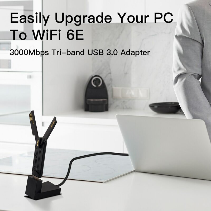 FENVI WiFi 6E AX3000 USB 3.0 WiFi Adapter 3000Mbps Tri-Band 2.4G/5G/6GHz Bezprzewodowa karta sieciowa WiFi6 Dongle Driver Free Win10/11