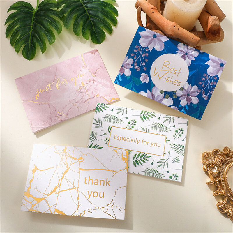 1set Foldable Christmas Greeting Card Handwriting Party Greeting Card Thank You Message Paper Cards Wedding New Year Postcard