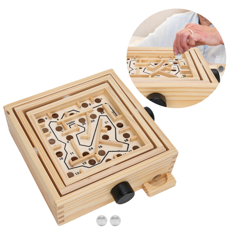 Mainan Puzzle labirin kayu mainan Puzzle anak-anak dewasa papan keseimbangan permainan labirin meja mencegah mainan Tatah