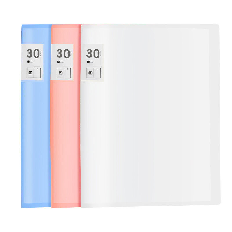 30 Páginas A3 Tamanho Plástico Orçamento Binder Pastas de Arquivo Clear Cut Flush Folder Document Protector para Home School Office Supplies