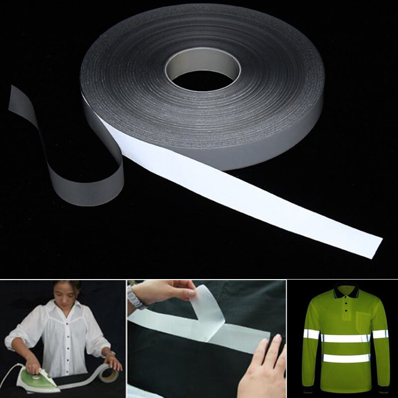 Silver Segmented Reflective Tape Heat Transfered Vinyl Film Iron On Garment DIY Sewing Accessories