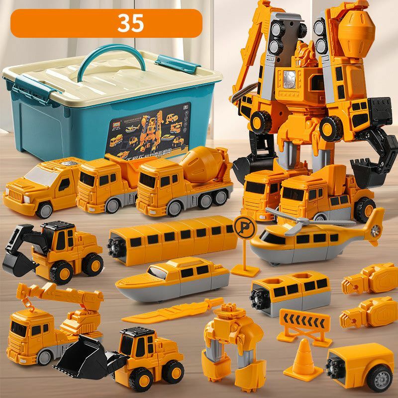 Magnetic Transform Engineering Car Assembled Toys DIY Kids Assembly Engineering Vehicle Detachable Assembly Robot Collection Toy