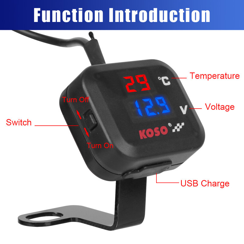 24V 12V Motorrad Sicherheits monitor USB Ladegeräte 3,0 Voltmeter Thermometer Test messer Instrument Cluster Zubehör Universal