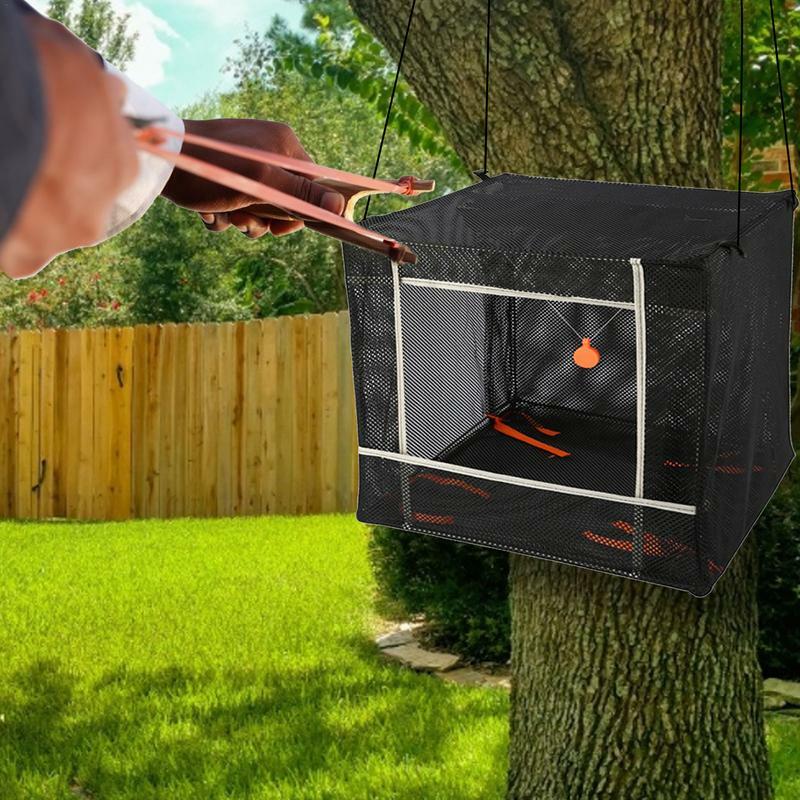 Kotak Target tembak ketapel hitam lipat, portabel, casing untuk latihan menembak berburu luar ruangan, kotak penangkap katapel