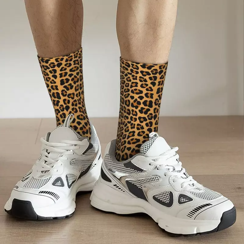 ถุงเท้าพิมพ์ลายเสือดาวสไตล์ฮาราจูกุชุดถุงเท้ายาวสำหรับผู้ชายผู้หญิง