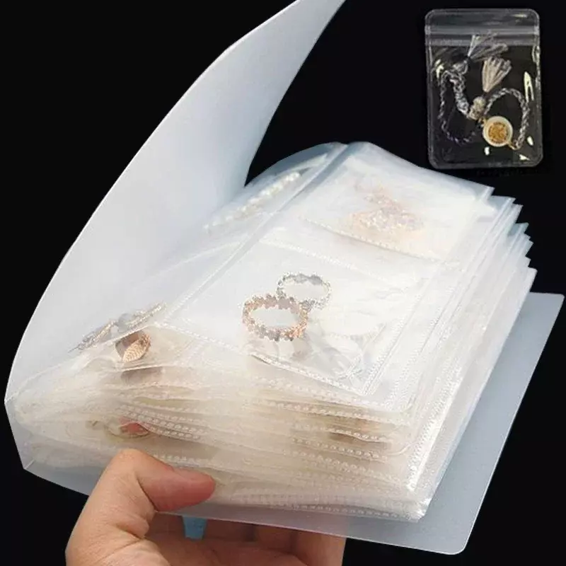 Jewelry Storage Albums Desktop Drawer Organizer BoxesTransparent Necklace Bracelet Ring Book Holder Jewelry Anti-oxidation Bag