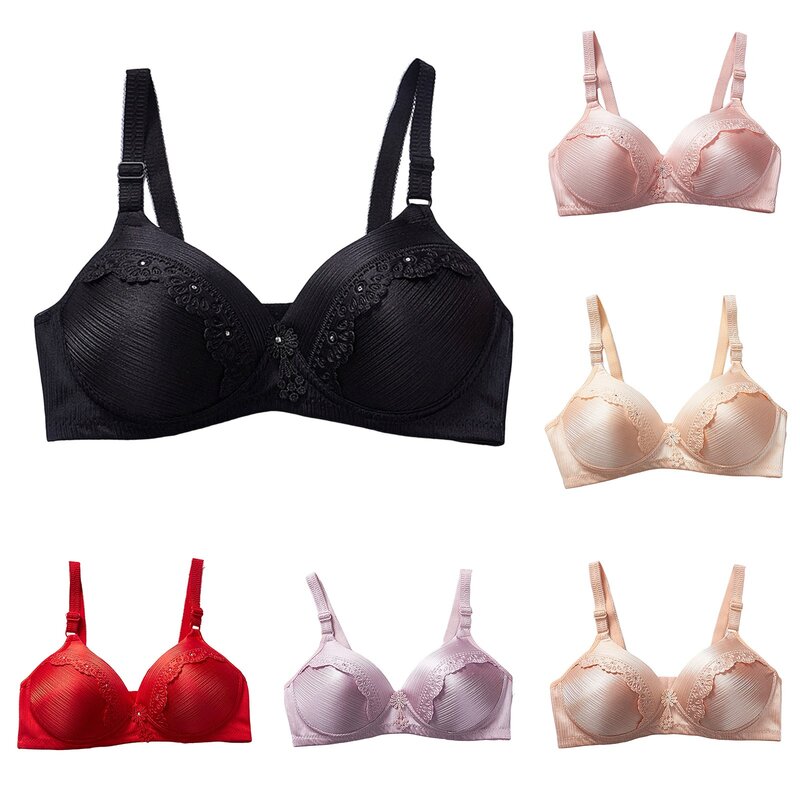 Padded Sports Bras Women's Sexy Comfortable Medium And Old Age Large Thin No Steel Ring Brushed Three Breasted Comfortable Bra