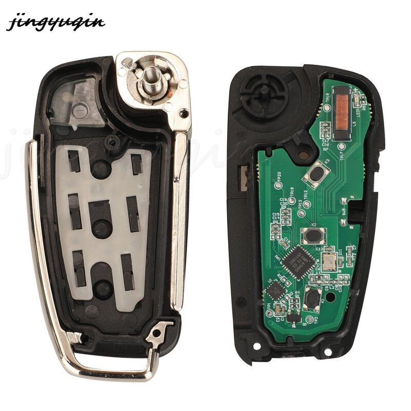 Jingyuqin 8V0837220E Keyless Go 3 Tombol Flip Remote Pintar Kunci Mobil Fob 315MHz MQB 48Chip untuk Audi A3 S3 2012-2017