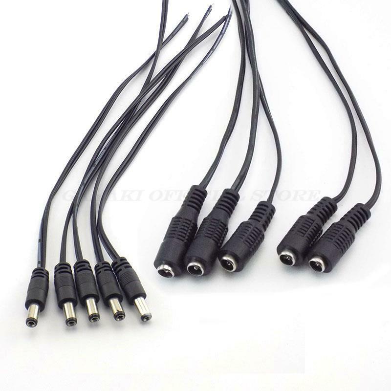 5pcs/lot 2.1*5.5mm 12v DC Male Female Connectors Plug Power Supply Extension Cable cord wire CCTV Camera LED Strip Light