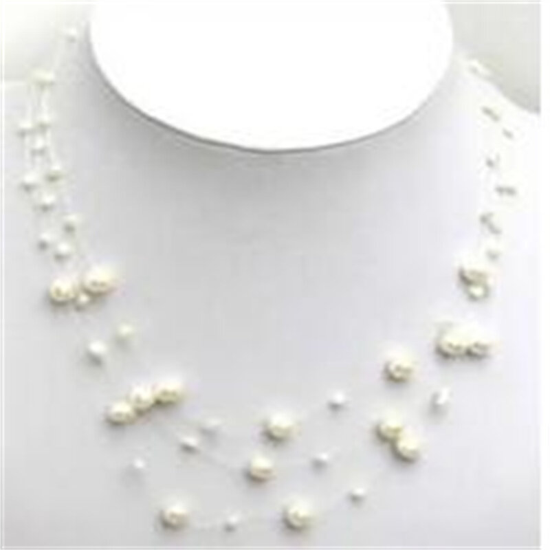 Jual perhiasan! Desain baru! Cantik! Kalung mutiara air tawar putih berbintang-5120 grosir