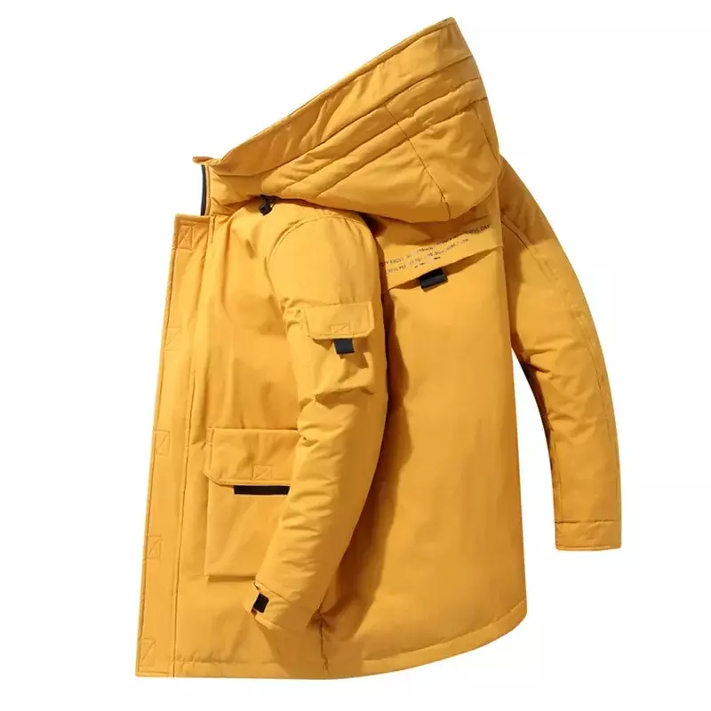 2024 nuove giacche invernali uomo anatra bianca caldo con cappuccio piumini lunghi giacche autunno Casual Top Parka maschio nero soffice cappotto Beige giallo
