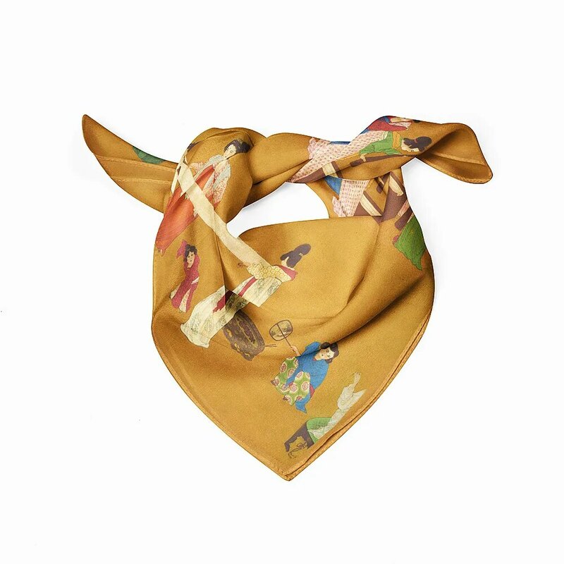 Женский шелковый шарф в китайском стиле, с саржевым переплетением, 53 см