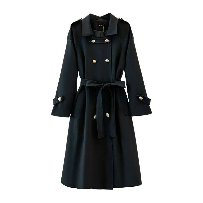 Trench coat de comprimento médio feminino com cinto, casacos e jaquetas plus size, moda coreana, roupas de inverno, 9XL, 10XL, outono