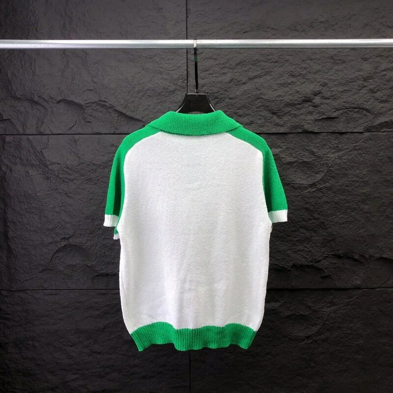 Рубашка-поло мужская Трикотажная с коротким рукавом, синяя/зеленая