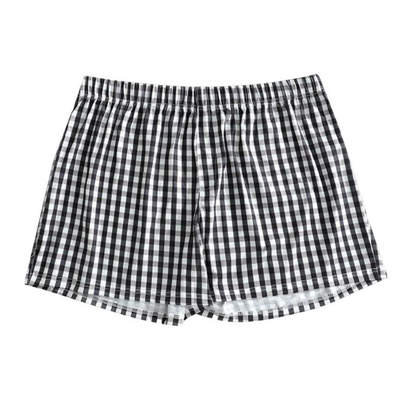 Shorts de pijama xadrez unissex, calças lounge para pijamas, micro shorts soltos, homens e mulheres