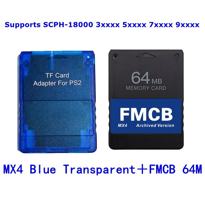 Kompatibilitas tinggi SIO2SD PS2 MX4 TF/adaptor kartu SD untuk PS2 semua konsol + kartu FMCB + 256G/128G/64G paket pilihan SD