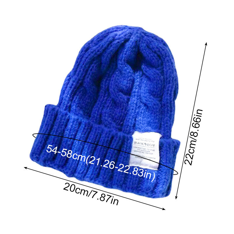 Winter Beanie Hat For Women Men Solid Color Thick Soft Knitted Hat Outdoor Sports Wool Warm Caps Twist Bonnet Couple Cap
