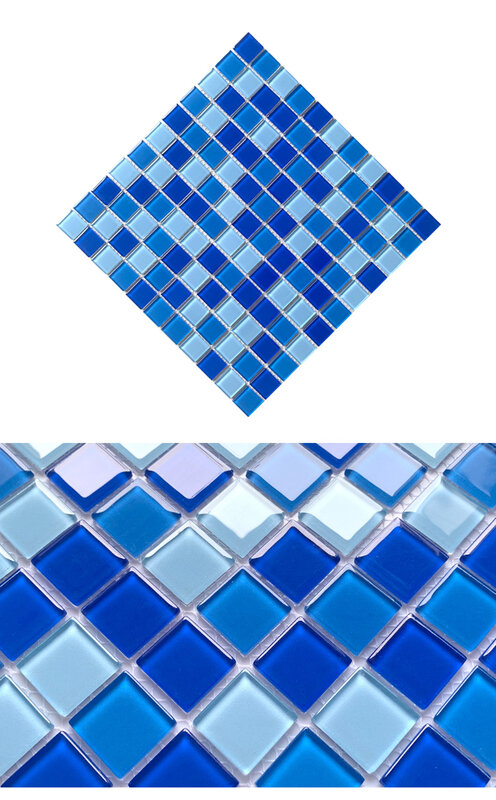 Mediterranean Non-Slip Sky Blue Glass Mosaic Tiles 30x30cm Floor Tile For Private Swimming Pool,Landscape Platform,Wall Decor