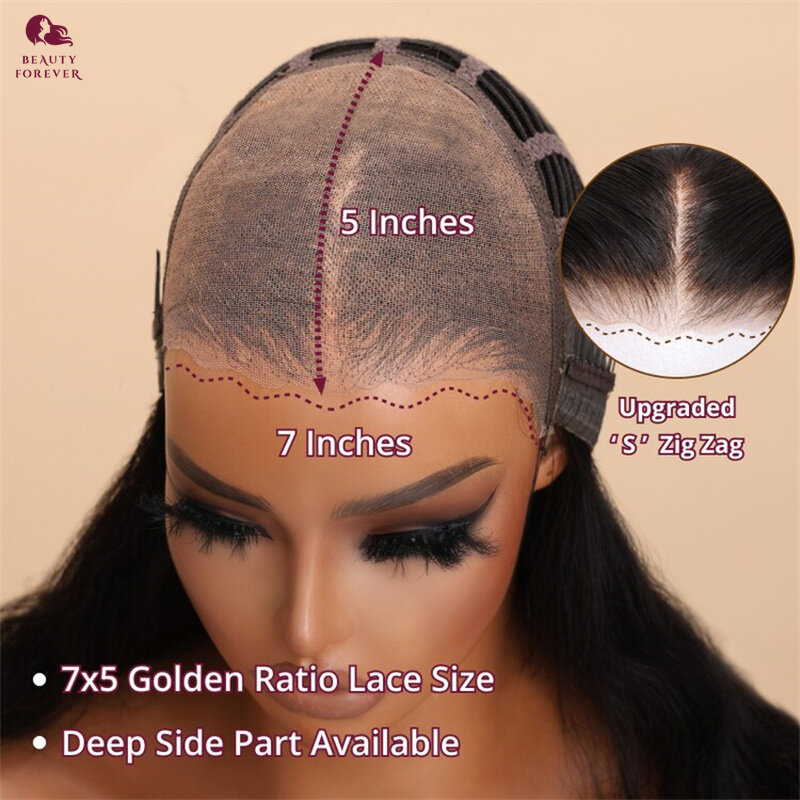 Beautyforever-Peluca de cabello humano rizado mongol, pelo postizo sin pegamento, 7x5, densidad del 200%