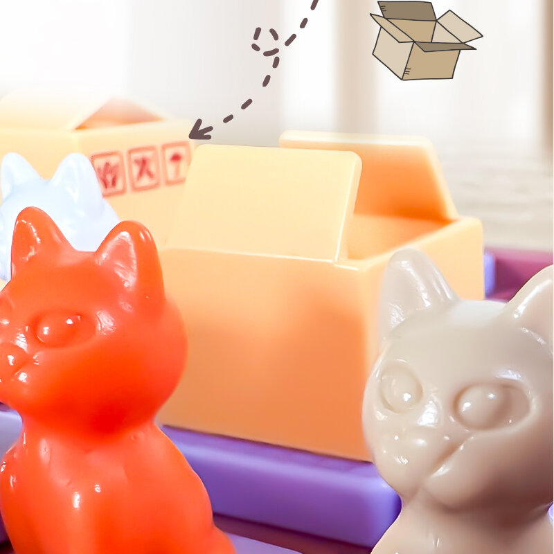 Brinquedo Educacional para Crianças, Pet Cat Boxes, Jogos de Tabuleiro de Pegar Quebra-Cabeças Montessori, 6 a 10 anos