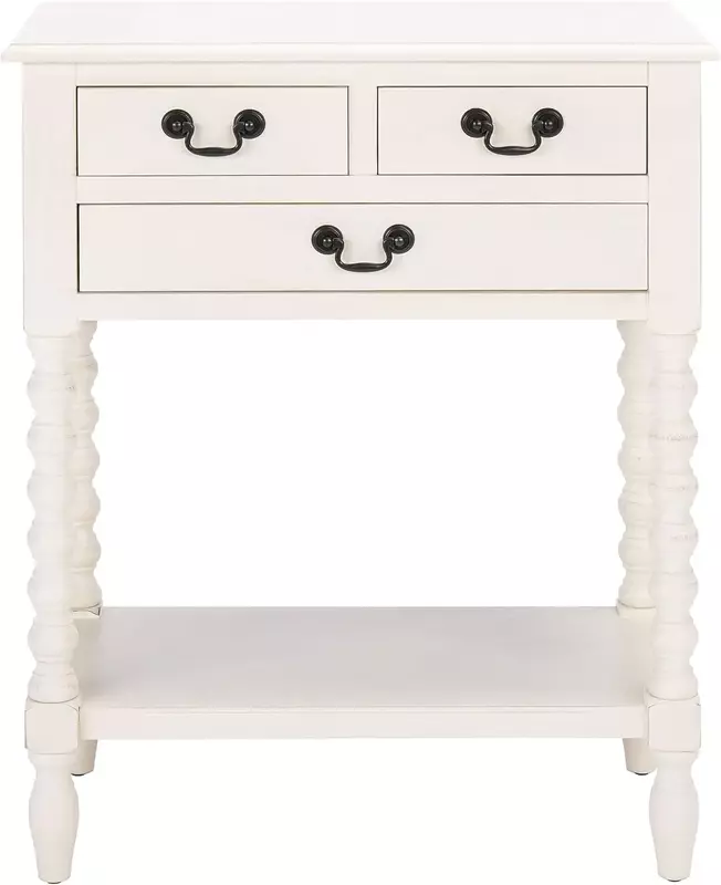Mesa consola de 3 cajones, color blanco desgastado Athena Home Collection
