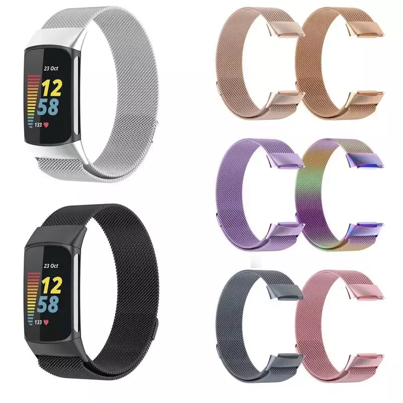Stainless Steel Bands For Fitbit Charge 5 6 Smart Wacth Magnetic Loop Mesh Bracelet Wrist Strap Correa For Fit bit Charge 5 6
