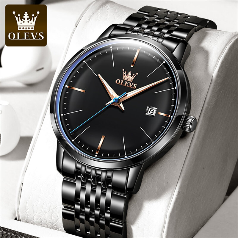 OLEVS Brand New Fashion Mechanical Watch Men Stainless Steel Strap Waterproof Calendar Business Mens Watches Relogio Masculino