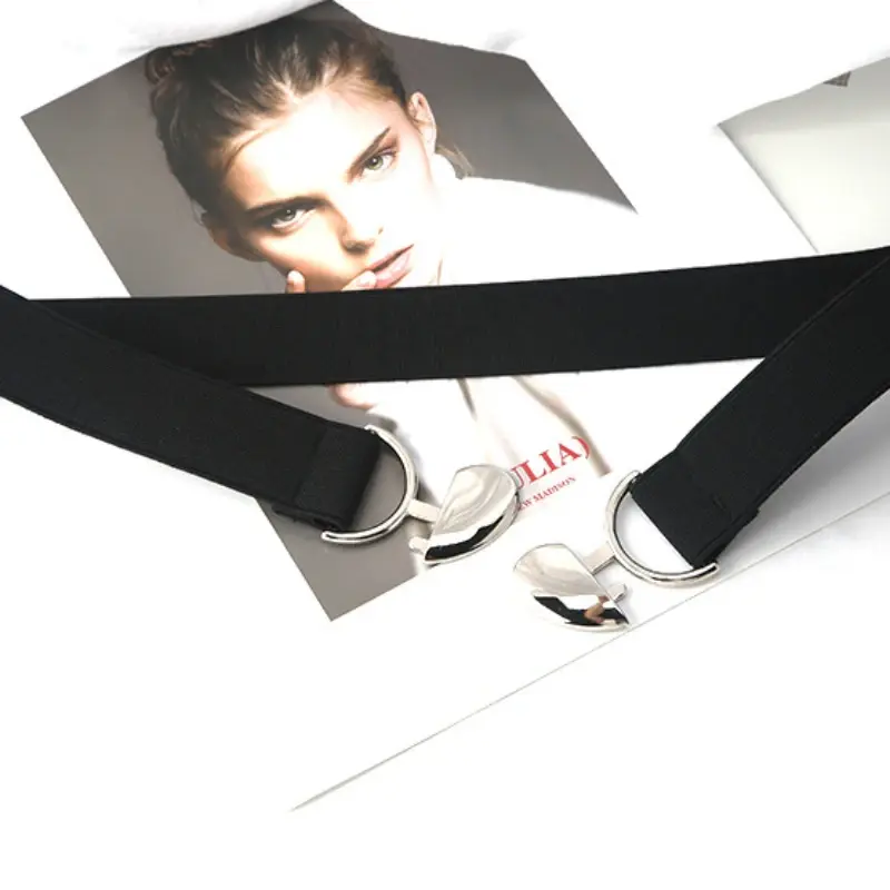 Metal amor fivela acessórios de cintura para mulheres, cinta elástica, cinto fino, alta qualidade, banda requintada