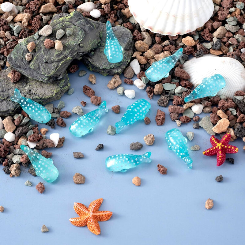 Mini Resin Whale Ocean Animals Miniatures, Fairy Garden Home Ornament, Micro Landscape, DIY Craft Decoração, 5 Pcs, 10Pcs