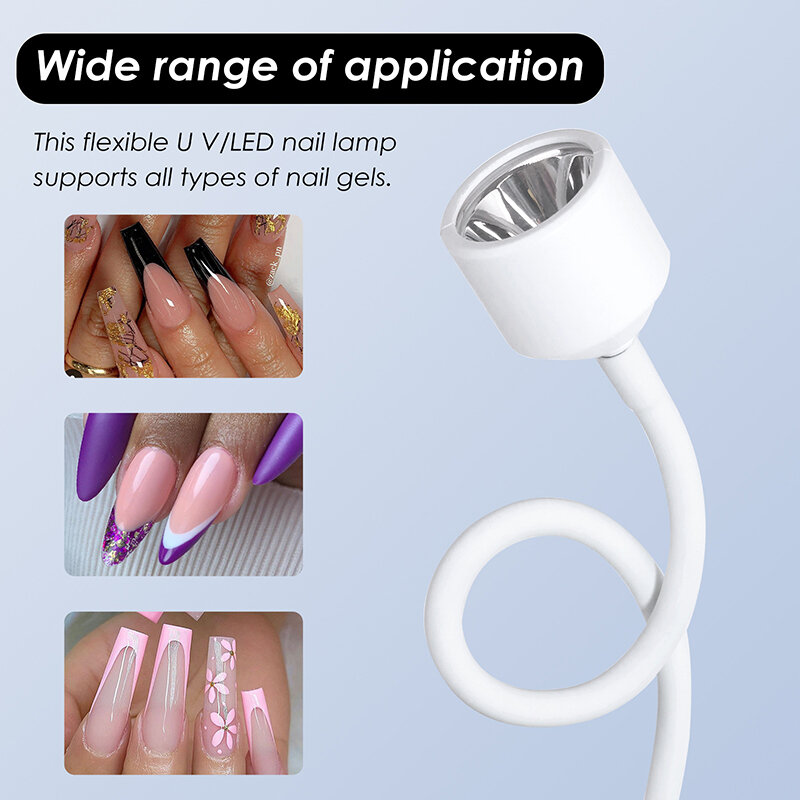 UV LED lampa do paznokci USB 6W przenośne minisuszarka do paznokci 360 ° ramię obrotowe szybkie światło żel do paznokci DIY Salon domowy Manicuris
