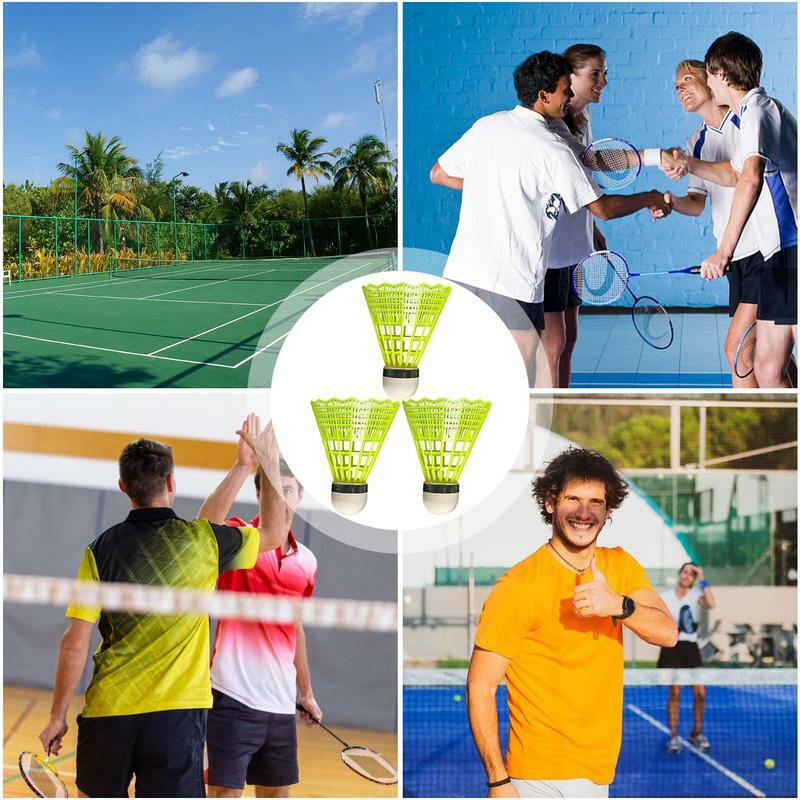 Kok Badminton nilon, 3-6 buah Kok Badminton nilon dengan stabilitas besar dan daya tahan dalam ruangan luar ruangan, bola latihan olahraga