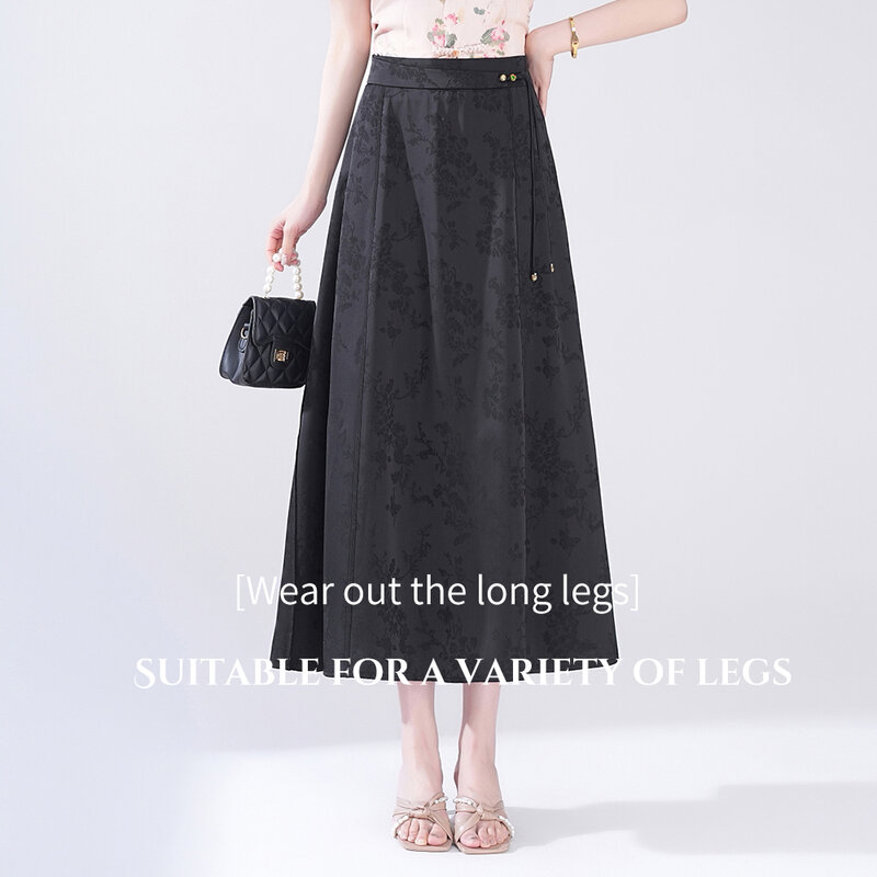 Calças luxuosas estilo chinês para mulheres, saia de cavalo respirável, calça casual adequada para primavera e verão, tendência da moda