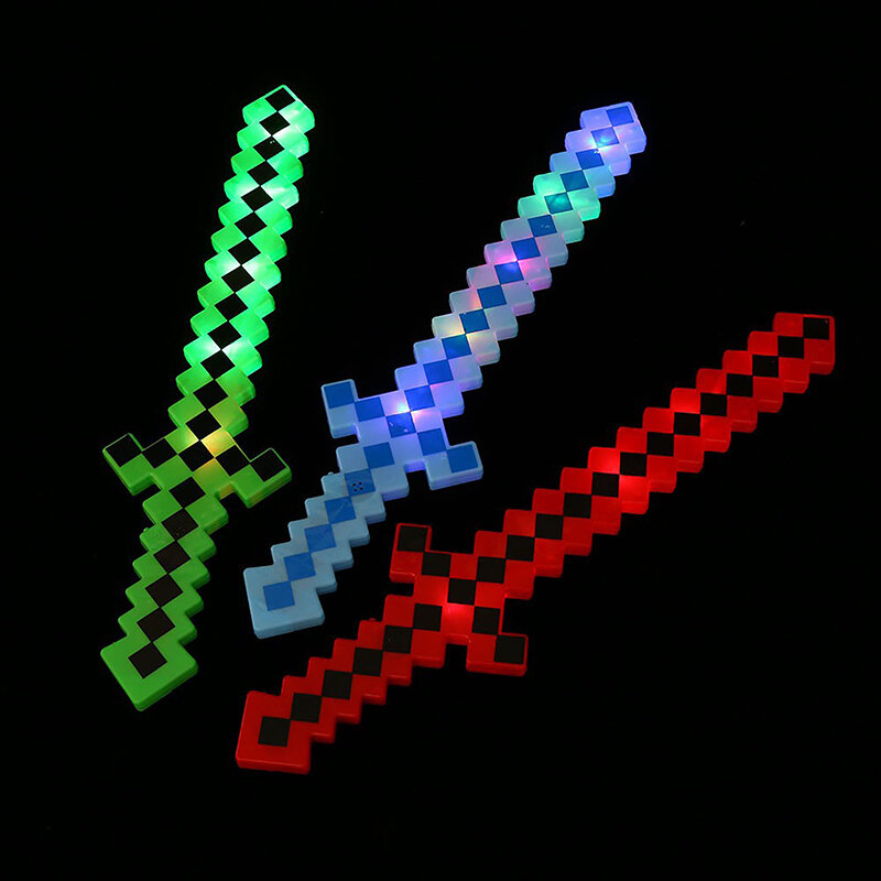 Espada grande de dibujos animados para niños, mosaico luminoso LED, juguete, 1 piezas
