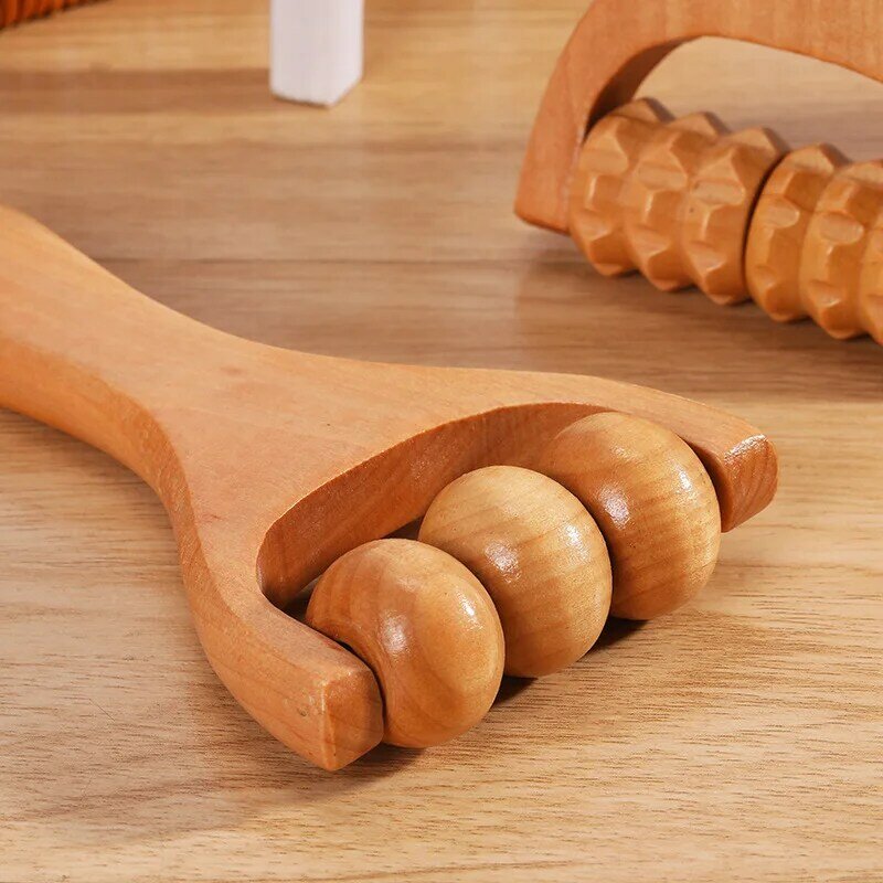 Wooden Massager Foot Hand Push Roller Face Shoulder Neck Waist Soothing Massage Tool For Body Release Scraping Massage Stick