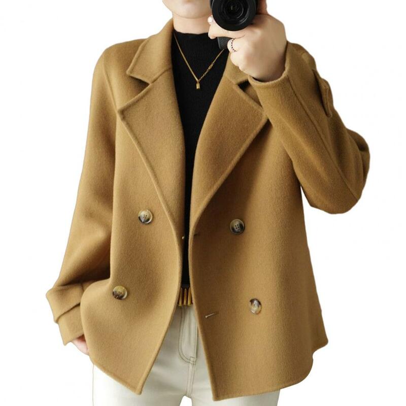Winter Women Jacket Stylish Women's Double-breasted Trench Coat with Notch Collar Thick Winter Outerwear for Cold for Ladies
