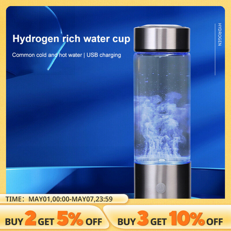 Generador de agua de hidrógeno portátil, 450ml, modo de 3 minutos, alta concentración, 1 unidad