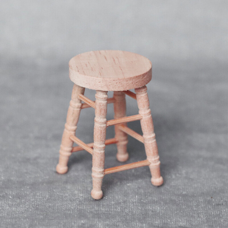 1:12 Dollhouse miniaturowe akcesoria drewniany stołek krzesło Doll House imitacja wyposażenia modelu dekoracji zabawki