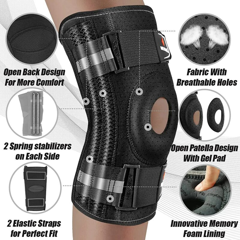Бандаж на колено от боли в колене с гелевой подушечкой и боковыми стабилизаторами
