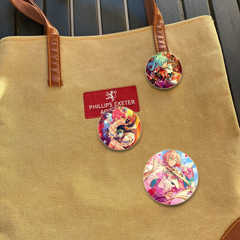 Broches plásticos redondos para mochilas, Cartoon Figura Badge, Wateraru Hibiki Eichi Tenshoin Tori Himemiya, Presentes Criativos