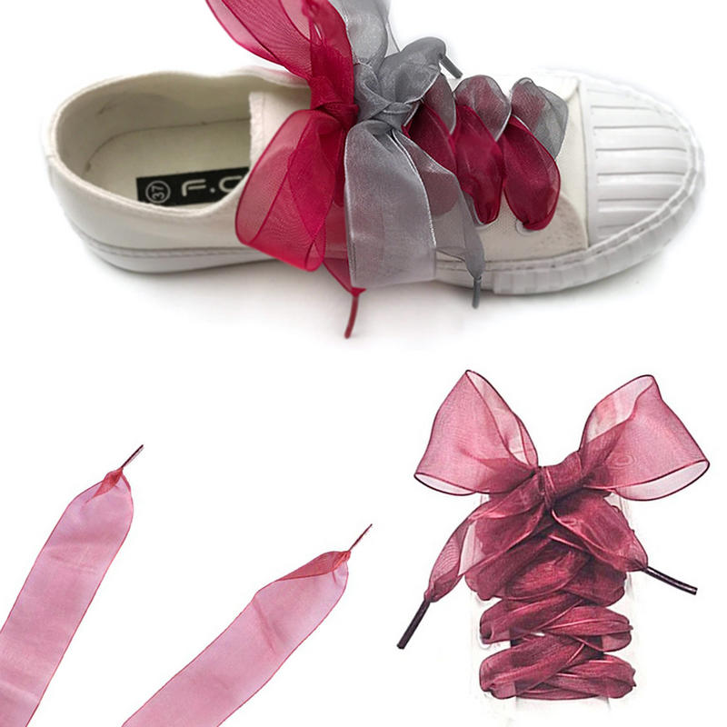 Pink Lace Flats Shoestrings para festa, alargamento, transparente, rosa, dança, caminhadas, decorações hip-hop, 1 par, 4cm