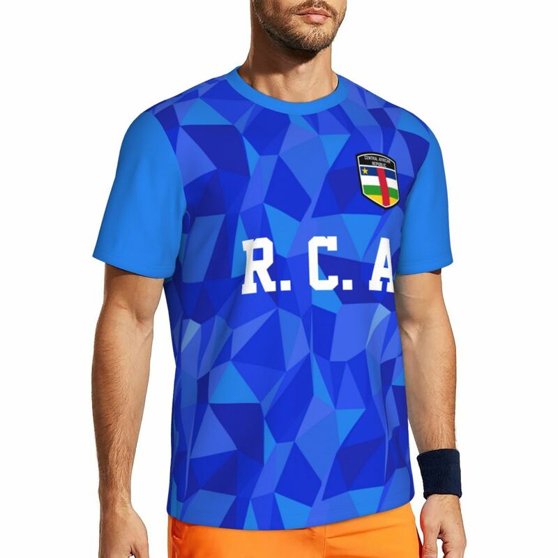 Central African Republic Flag 3D Printed T Shirt Men Summer Short-sleeved Mesh Harajuku T-shirt For Running Bike Tennis Fitness