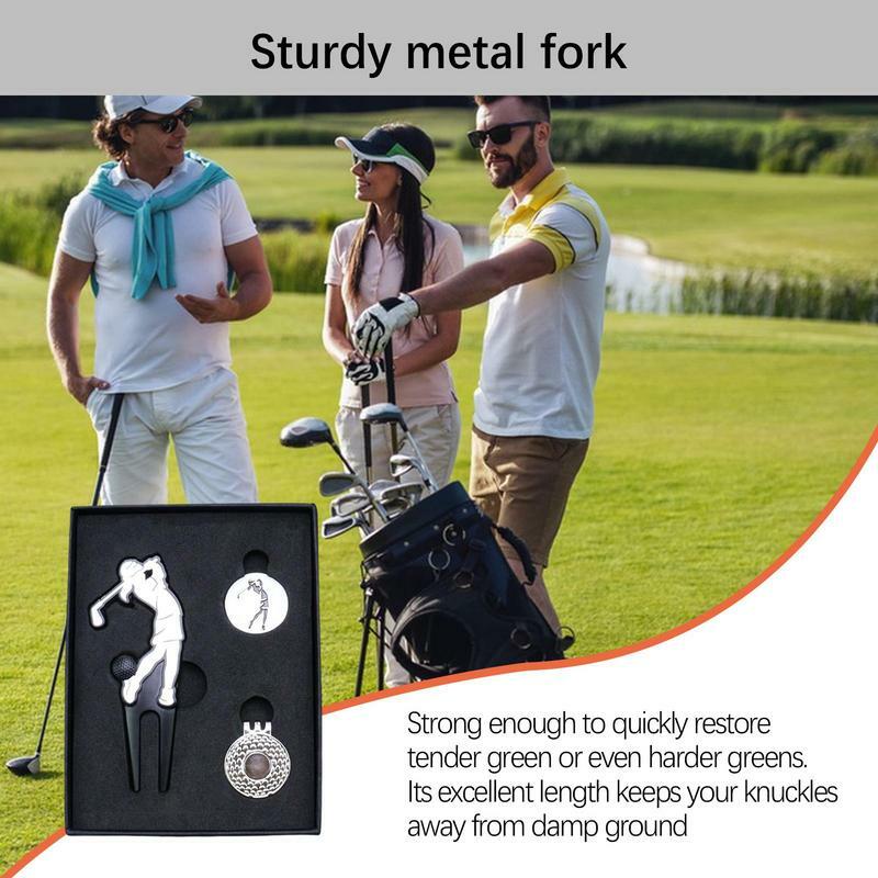 Markeringen Voor Golf Metalen Vork Golf Position Marker En Groene Hoed Clip Golf Groove Cleaner Divot Reparatie Tool Sport Fan Golf
