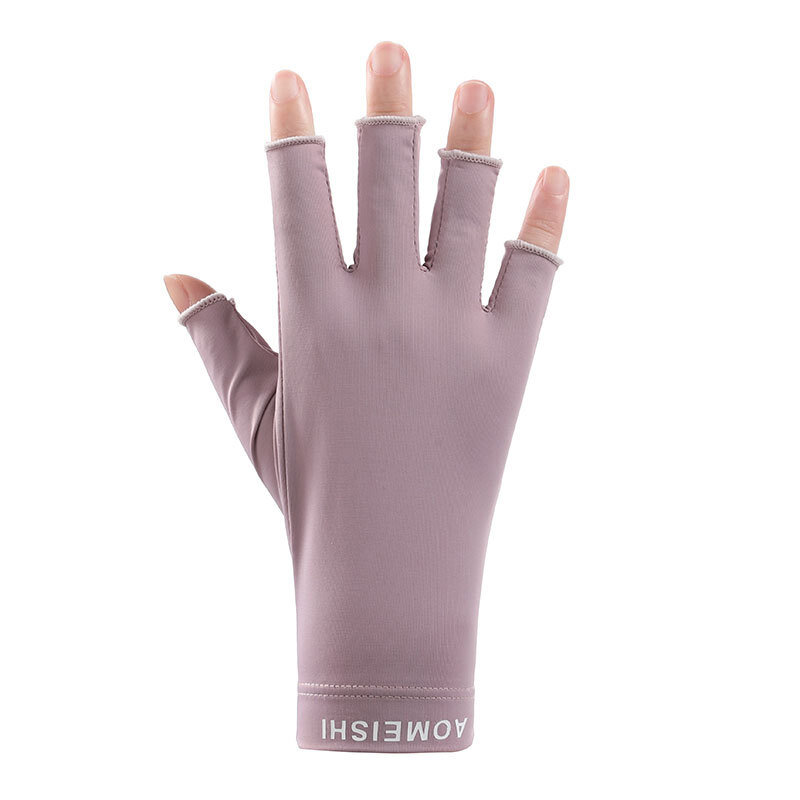 Letnie lodowy jedwab damskie cienkie rękawiczki bez palców z filtrem UV ochrona przeciwsłoneczna na rękawiczki damskie rękawice do paznokci jazda konna