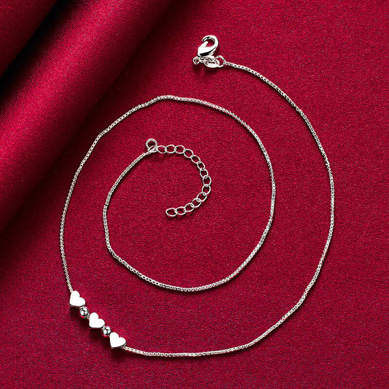 سلسلة إكسسوارات من الفضة الإسترليني SHSTONE لعام 925 على شكل قلب صغير/خرزة قلادة للسيدات مجوهرات عصرية لحفلات الزفاف وأعياد الميلاد