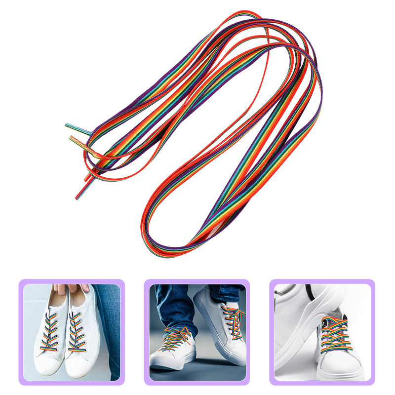Rainbow Gradient Laces Fashion Shoe Tie Ties Shoe Laces Stripes Vertical Fashionable