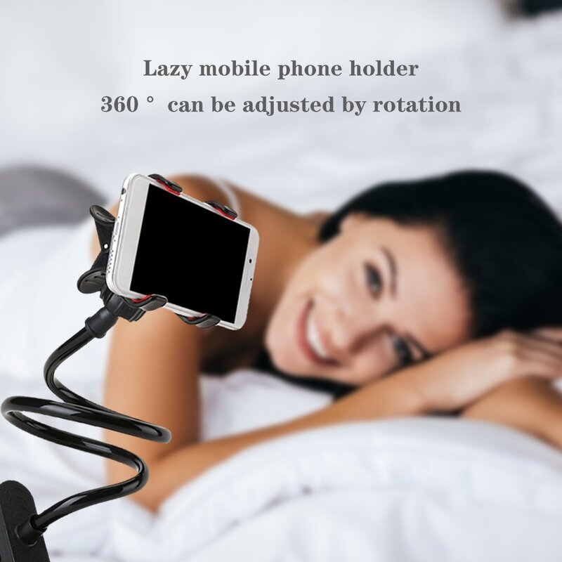 Flexible 360 Rotation Flexible Arm Clip Mobile Cell Phone Holder Lazy Bed Desktop Bracket Mount Stand Universal Phone Clip Holde