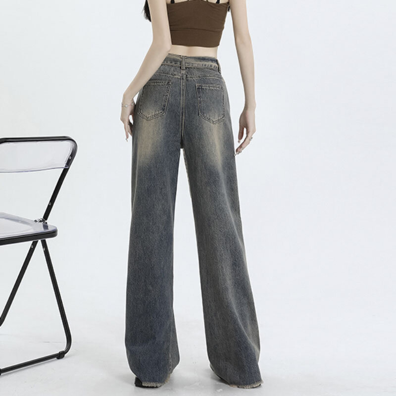 Y2k moda Harajuku Jeans per le donne gamba larga Punk pantaloni lunghi Casual larghi pantaloni larghi in Denim Femme Streetwear